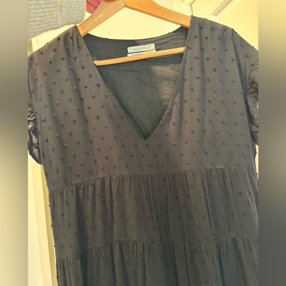 Urban Outfitters Black Ruffled Cap Sleeve Swiss Dot Lined Flowy Mini - Picture 5 of 12